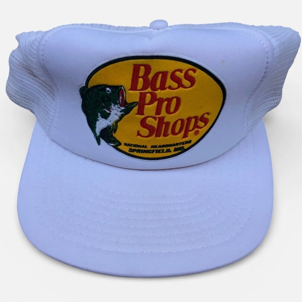 VTG 90s BASS PRO SHOPS Trucker Hat Men's One Size White Adjustable Cap Taiwan - Picture 1 of 6
